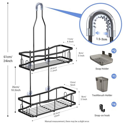 Aitatty Hanging Shower Caddy Bathroom Organizer: Rustproof Shower Shelf Racks Over Shower Head - No Drilling Inside Bath Shower Rack Shelves Over Showerhead for Shampoo with Soap Holder Black - color: Black