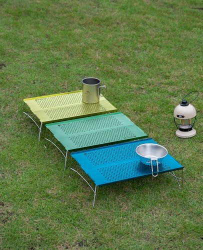 iClimb Mini Solo Folding Table Ultralight Compact for Backpacking Camping Hiking Beach Picnic (Blue - S) - color: Blue, size: Small