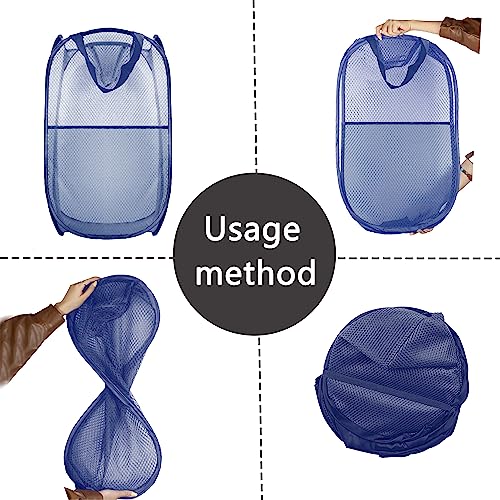Collapsible Pop Up Laundry Hamper, Extra Large Mesh Foldable Laundry Basket, 28" x 16" x 16" (Blue) - color: 1P Blue