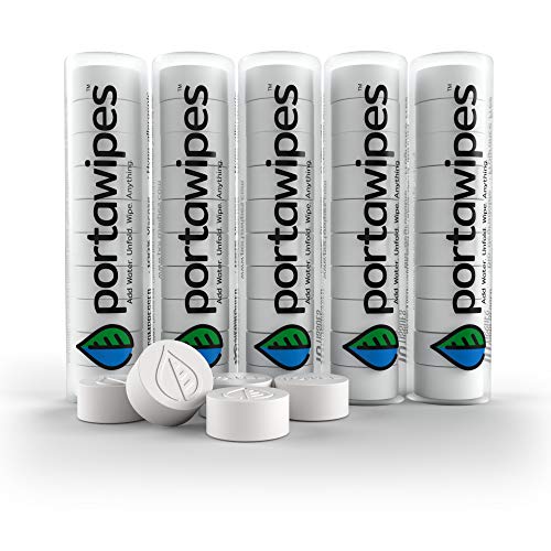 Portawipes Coin Tissues | 50 Pack with 5 Carrying Cases | Toilet Paper Tablets | Compressed Towels | Expandable Wipes | Soft & Odor Free - size: 10 Count (Pack of 5)