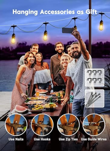 Brightown 55FT Solar String Lights Outdoor Waterproof, Patio Lights with Remote and 16+1 LED Shatterproof Bulbs, Dimmable & Timable, 3 Light Modes, Solar Lights Outdoor for Yard Garden Camping Party - size: 55FT(16 Sockets)