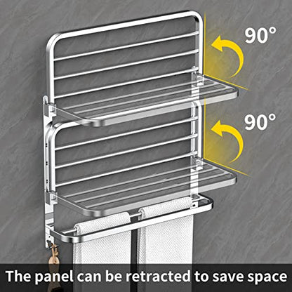 CAXIMSY 22.8Inch Towel Rack for Bathroom and Lavatory Towel Hanger with Wall Mount Towel Bars 304 Stainless Steel No Drill (Collapsible Towel Rack) - color: Collapsible Towel Rack