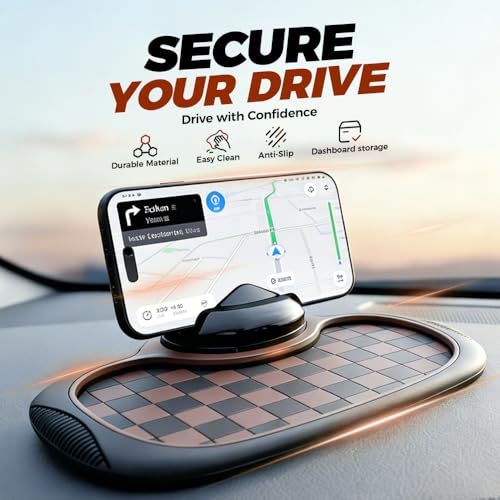 Multifunction Car Anti Slip Mat, 360° Rotatable Phone Holder Dashboard Pad with Temporary Parking Number, Anti Skid Organizer for Phone Sunglasses Keys (Mix) - color: Mix