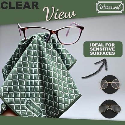 WESERWEF Design Microfiber Glasses Cleaning Cloth – Premium Cleaning Cloth for Eyeglasses, Screens, Tablets, Cameras & Lenses, 12" x 12", Ultra-Soft & Scratch-Free (Wave) - color: wave