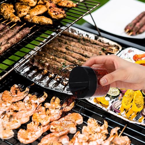 50 Pack 3.4 oz Plastic Spice Jars with Black Cap Empty Clear Spice Bottles Containers Seasoning Jars with Shaker Lids for Storing Herbs and Seasoning Powders Kitchen Restaurant Storage - size: 3.4 oz