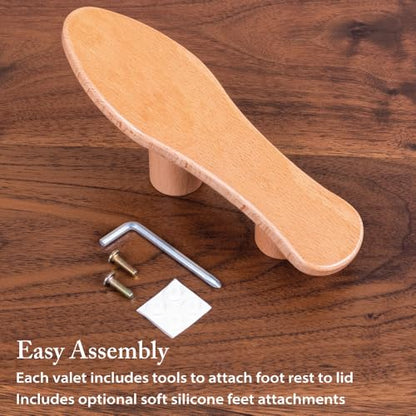 FootFitter Beech Wood Valet Box, Premium Shoe Shine Organizer with Classic Storage for Polish, Brushes, Cloths & Tools - color: Valet Box