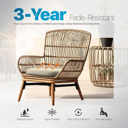 ShadeMart Dining Chairs Cushion with Removable Cover, Dining Kitchen Chair Pads with Non-Slip Bottom, Anti-Pet Scratch Fabric, Premium 63D Foam, 16'' x 16'' x 2'', Beige (Pack of 1) - color: Beige, size: 63D - 2‘’ x 16'' x 16''