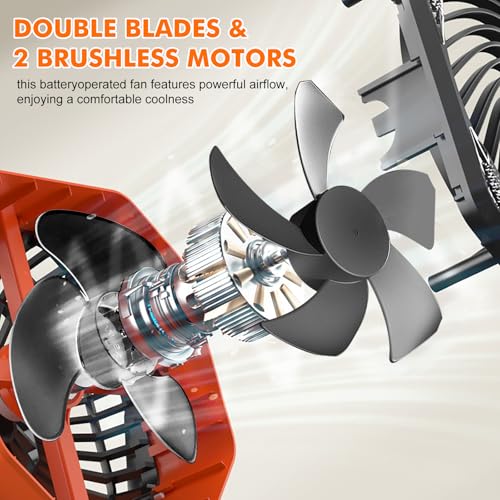 Portable Rechargeable Clip on Fan for Camping,20000mAh Battery Operated Powered Powered Fan with LED Light and Hanging Hook for Tents,Cordless Desk Fan with Remote