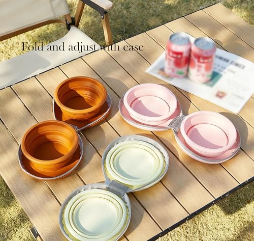 Collapsible Dog Bowls,2-in-1 Pet Bowls with Zipper Carrying Case and Carabiner Clip for Traveling Hiking Camping Walking,Pink - color: Pink