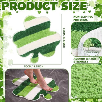 Drydiet St. Patrick's Day Shamrock Bathroom Rug Ireland Celtic Knot Door Mat Leaf Shower Mat Irish Bathroom Shower Decoration Non Slip Washable Rug 20 x 24 Inches(Classic) - style: St. Patrick