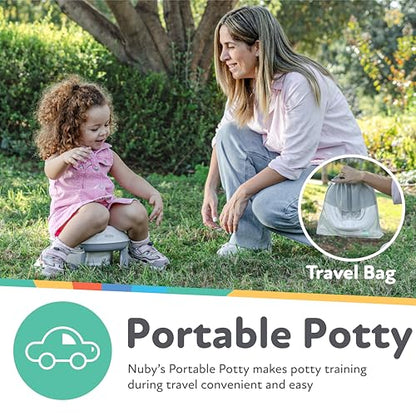 Nuby On-the-Go Portable Potty Seat - Collapsible Travel Toilet Seat for Boys and Girls 18+ Months - Includes Storage Bag and Disposable Liners - Toddler Potty Training Toilet - style: On-The-Go Potty