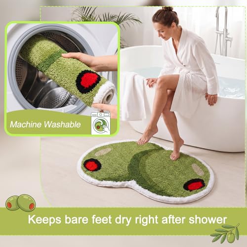 Drydiet Rug Bathroom Rugs Non Slip Absorbent Bath Mat Martini Theme Bath Mat a Tini Bit Older Carpet Washable 20x32 Inch Bathroom Rugs for Kitchen Front Door Living Home Gift (Olive) - style: Olive