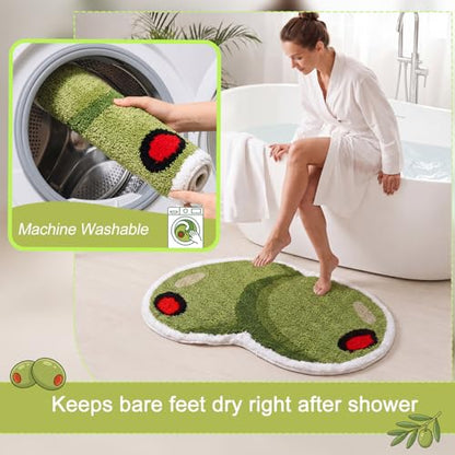 Drydiet Rug Bathroom Rugs Non Slip Absorbent Bath Mat Martini Theme Bath Mat a Tini Bit Older Carpet Washable 20x32 Inch Bathroom Rugs for Kitchen Front Door Living Home Gift (Olive) - style: Olive