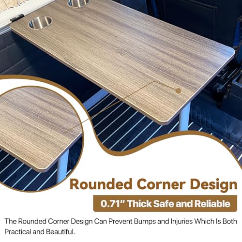 Multifunctional RV Folding Wall Table, Wall-Mounted Desk with Detachable Sink & Cup, Compact Wood Dinette Table for Small Spaces, Outdoor Camping & Picnics (Gray) - color: Gray