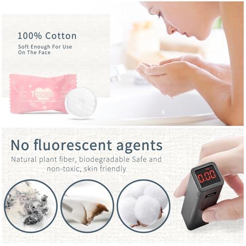 Classycoo Compressed Towel 100 PCS Tablets - Thick, Individually Wrapped Portable Disposable Face Towel Cotton Coin Cloth for Travel, Camping, Hiking, Beauty, Cloths(Soft, Odorless, 9.64 x 7 IN) - size: 1 Count (Pack of 100), style: Large+ Thickened(Rose