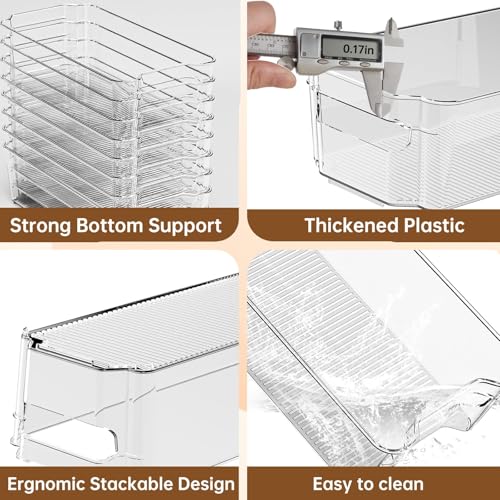 incostar Clear Fridge Organizer, Refrigerator Organizer Bins with Handle, Freezer, Kitchen Cabinet, Pantry Organization, BPA Free Fridge Organizers (12.4 inch 10 Pack) - size: 12.4 inch 10 Pack