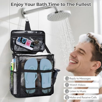 Portable Mesh Shower Caddy Bag for College Dorm Essentials Collapsible Shower Bag with Hanging Hook and Handle Quick Dry Large Capacity Shower Caddy Organizer Toiletry for Travel, Camping, Gym