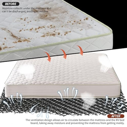 RV Mattress Underlay, 80 X 60 inch 3D Air Meshfiber Under Mattress Ventilation, RV Queen Mattress Pad for RV Bed, Campers, Boats