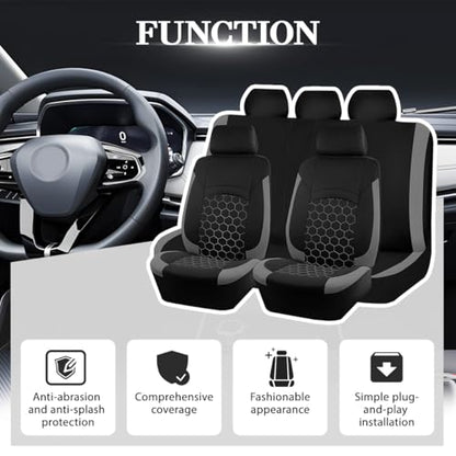 Car Seat Cover Full Sets, Polyester Foam Breathable Waterproof Vehicle Split Front Rear Seat Protectors, Automotive Interior Chair Cushion Pad, Universal for SUV RV Truck (Gray) - color: Grey
