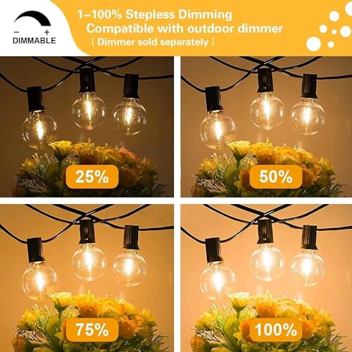 Banord 29FT Globe Outdoor String Lights, Shatterproof Patio Lights with 15 Dimmable Plastic Bulbs, Waterproof Hanging Lights String for Porch Backyard Cafe, E12 Socket Base - size: 29FT