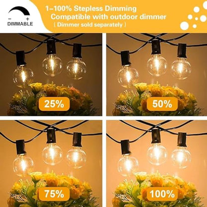 Banord 29FT Globe Outdoor String Lights, Shatterproof Patio Lights with 15 Dimmable Plastic Bulbs, Waterproof Hanging Lights String for Porch Backyard Cafe, E12 Socket Base - size: 29FT