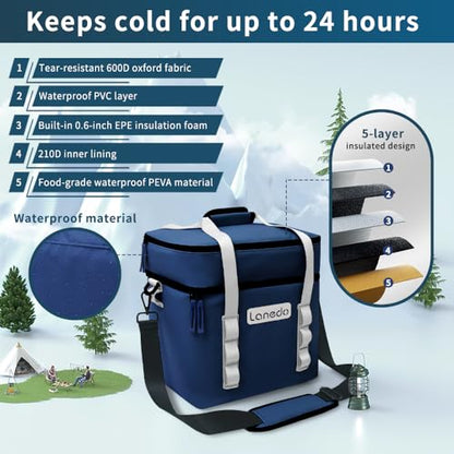 Lisa Lunch Soft Cooler 20/36 Can, Insulated Bag Portable Ice Chest Box for Lunch, Beach, Drink, Beverage, Travel, Camping, Picnic, Car, Trips, Cooler Leak-Proof - color: 20 Can blue