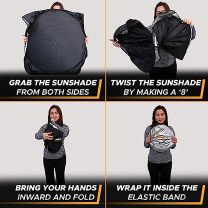 EcoNour Semi-Truck Sun Shade for Windshield (2 Ring) | 240T UV Protective Sunshade for Truck Windshield Maximum Coverage to Block UV/Sun Heat Rays - size: Large-SemiTruck