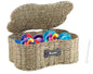 Seagrass Wicker Baskets for Dog Toys,Bone Shaped Dog Toy Bin with Lid,Personalized Dog Toy Organizer Boxes for Living Room,Farmhouse Handmade Pet Dog Storage,Dog Stuff Organizer