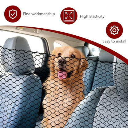 vvag Universal Adjustable Dog Car Barrier for SUVs Trucks,Easy-Install Mesh Pet Divider & Backseat Safety Net for Travel