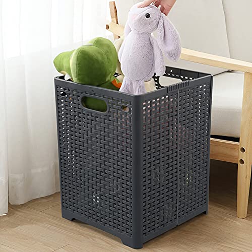 Kekow 1-Pack 42 L Plastic Collapsible Laundry Basket, Gray | Folding Laundry Hamper
