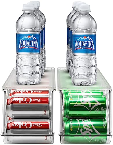 Sorbus Soda Can Organizer for Refrigerator Stackable Can Holder Dispenser with Lid for Fridge, Pantry, Freezer – Holds 12 Cans Each, BPA-Free, Clear Design, (2-Pack) - size: 2 Pack