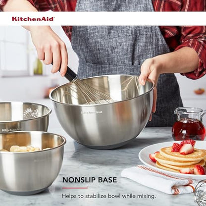 KitchenAid Stainless Steel Mixing Bowls, Set Of 3 - color: Stainless Steel, size: Set of 3