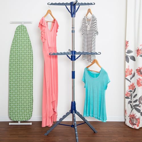 Honey-Can-Do 2-Tier 73-Inch Collapsible Tripod Drying Rack, Heavy Duty Chrome Steel Laundry Stand, Holds 30 Garments, Portable Foldable Indoor Outdoor Clothes Drying Rack - style: 2 Tier