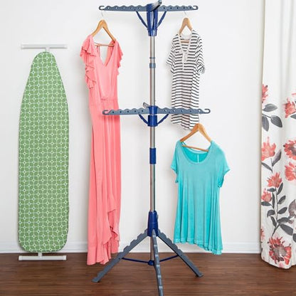 Honey-Can-Do 2-Tier 73-Inch Collapsible Tripod Drying Rack, Heavy Duty Chrome Steel Laundry Stand, Holds 30 Garments, Portable Foldable Indoor Outdoor Clothes Drying Rack - style: 2 Tier