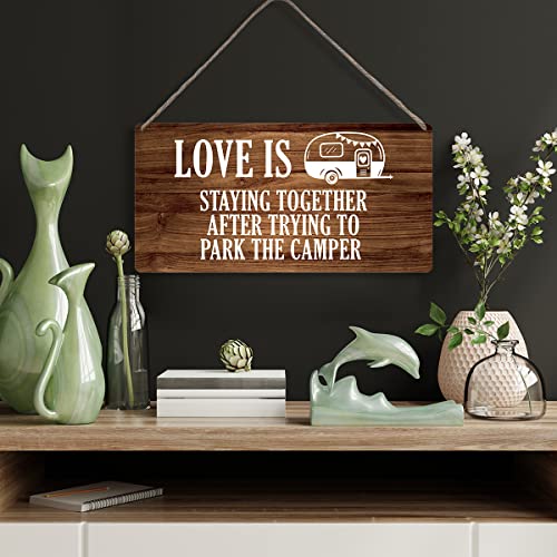 Country Style Camp Wall Decor Love is Staying Together Wooden Signs Funny Rustic Parking the Camper Hanging Wall Plaque Sign Home Decor Present