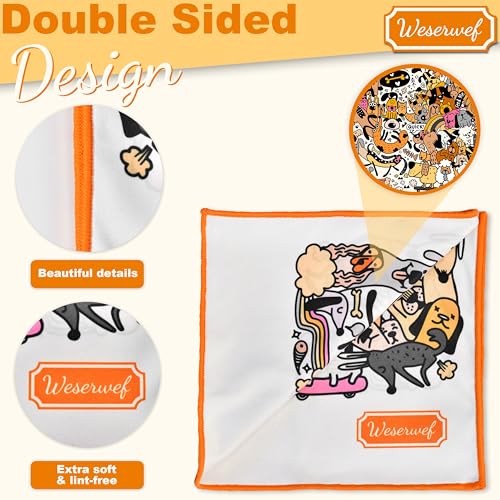 WESERWEF Design Microfiber Glasses Cleaning Cloth – Premium Cleaning Cloth for Eyeglasses, Screens, Tablets, Cameras & Lenses, 12" x 12", Ultra-Soft & Scratch-Free (Funny Dogs) - color: funny dogs