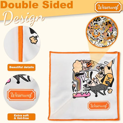 WESERWEF Design Microfiber Glasses Cleaning Cloth – Premium Cleaning Cloth for Eyeglasses, Screens, Tablets, Cameras & Lenses, 12" x 12", Ultra-Soft & Scratch-Free (Funny Dogs) - color: funny dogs