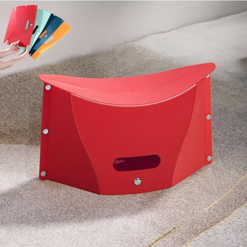 Foldable Portable Stool, Thickness of 0.5 in, Lightweight Collapsable Folding Chair for Hiking Picnic Camping Fishing (Red) - color: Red