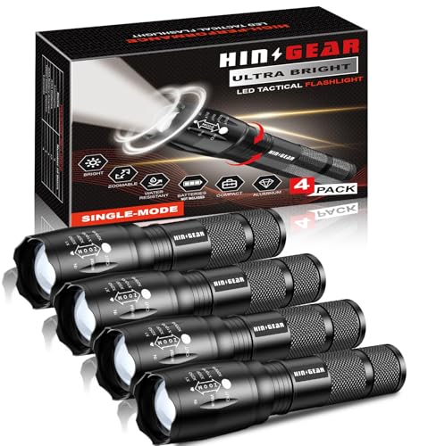 1 Mode Flashlights 4 Pack, Bright Zoomable LED Tactical Flashlight High Lumens, Water Resistant Portable Pocket Flash Light for Emergency, Camping Essentials, Gift - SL2000 - size: 4 Pack
