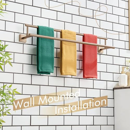 KOKOSIRI Towel Bars 32-Inch Bathroom Towel Holder Champagne Bronze Double Bath Towel Racks Wall Mounted Stainless Steel B5009CPG-L32 - color: Champagne Bronze, size: 32-Inch