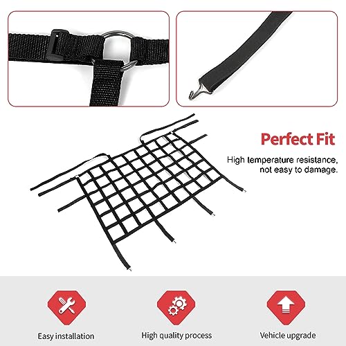 Rear Seat Cargo Net Pet Barrier Compatible with Jeep Wrangler JK JL Gladiator JT 2 Door 4 Door 2007-2023 (Black) - color: Black