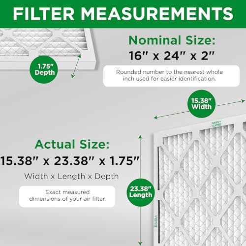 Mann+Hummel 16x24x2 MERV 8 Pleated HVAC AC Furnace Air Filters. Case of 12. (Exact Size: 15.38 x 23.38 x 1.75 Inches), white - style: 16 x 24 x 2