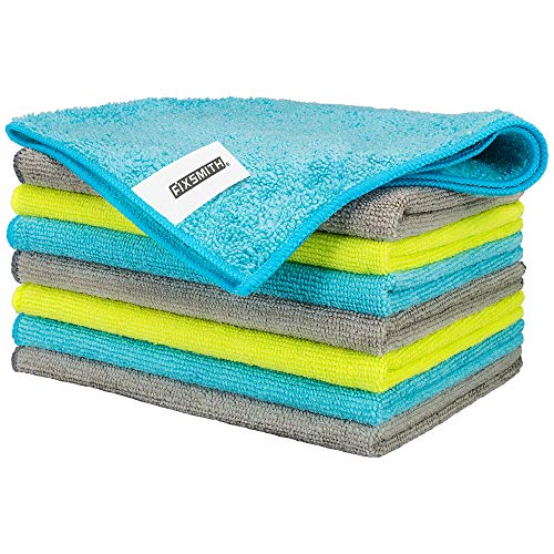 FIXSMITH Microfiber Cleaning Cloth - Pack of 8, Size: 12 x 16 in, Multi-Functional Cleaning Towels, Highly Absorbent Cleaning Rags, Lint-Free, Streak-Free Cleaning Cloths for Car Kitchen Home - color: 3 Colors Assorted, size: 8pk