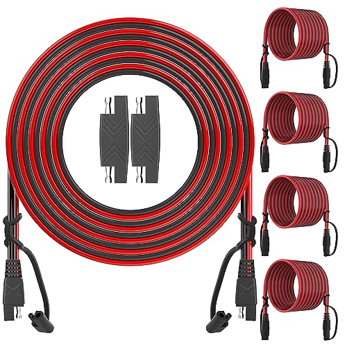 OYMSAE 25Feet SAE to SAE Extension Cable Quick Disconnect Connector 16AWG, for Automotive Solar Panel Extension Cable Plug(25FT(16AWG)) Pack of 4 - color: 4 Pack, size: 25FT(16AWG)