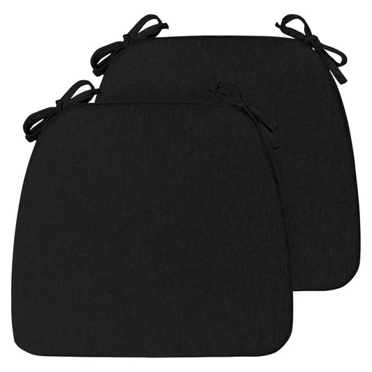 Chair Cushions Set of 2, D-Shaped Seat Cushion for Chair, Non Slip Chair Pads with Ties, 17" x 16" x 2", 40D Foam, Removable Washable Cover, Seat Cushions for Kitchen Chairs, Black - color: Black, size: 2 Pack