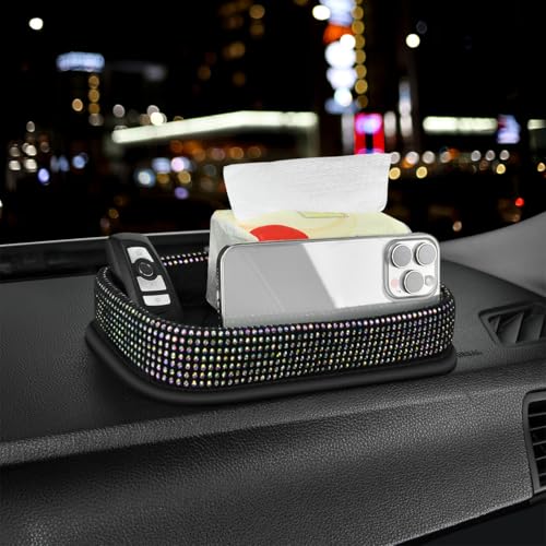 Car Dashboard Storage Box Loose Items Organizer - Suitable For Car, Office, Living Room, Dining Room And Other Scenarios (colored rhinestones) - color: colored rhinestones