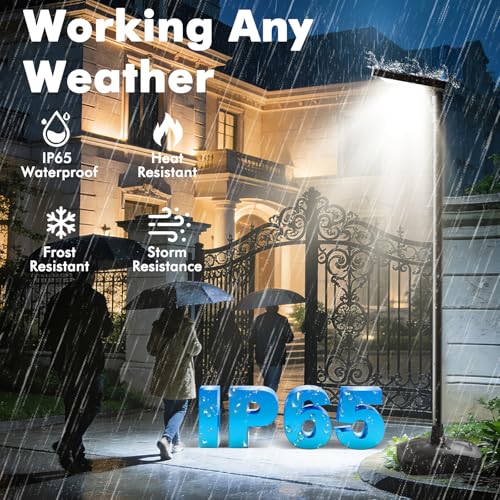 102" Solar Outdoor Street Lights with Pole & Remote, Removable IP65 Waterproof LED Solar Flood Motion Post Light, Dusk to Dawn Solar Floor Lamp for House, Yard, Garden, Patio, Lawn, Garage, Driveway - size: 102'' Height with water filled base