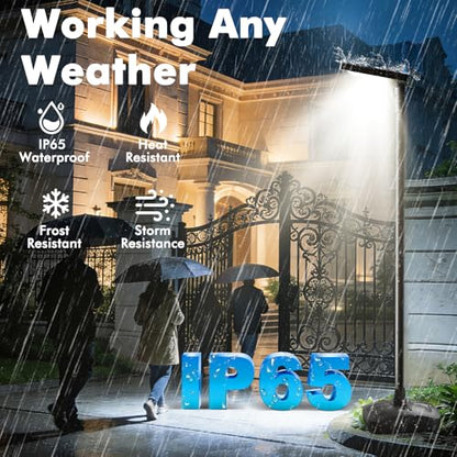 102" Solar Outdoor Street Lights with Pole & Remote, Removable IP65 Waterproof LED Solar Flood Motion Post Light, Dusk to Dawn Solar Floor Lamp for House, Yard, Garden, Patio, Lawn, Garage, Driveway - size: 102'' Height with water filled base