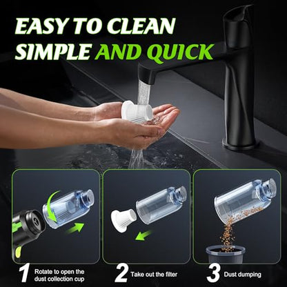 Cordless Car Vacuum Portable -Handheld Vacuum Cleaner 50000PA-High Power Suction & Blower for Car, Home, Office, Desktop, Keyboard,Pet Hair-2-in-1 Vacuum - with 2×4.0Ah Batteries