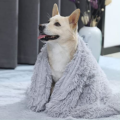 Pet Dog Bed Blankets, Fluffy Fleece Dog Throw Blankets Sleep Mat,Soft Puppy Blankets Cat Kitten, S M L XL,Fuzzy Reversible Sherpa Blanket for Bed, Couch, Sofa, Travel,Washable & Lightweight - color: Grey, size: 40 INCH X30 INCH